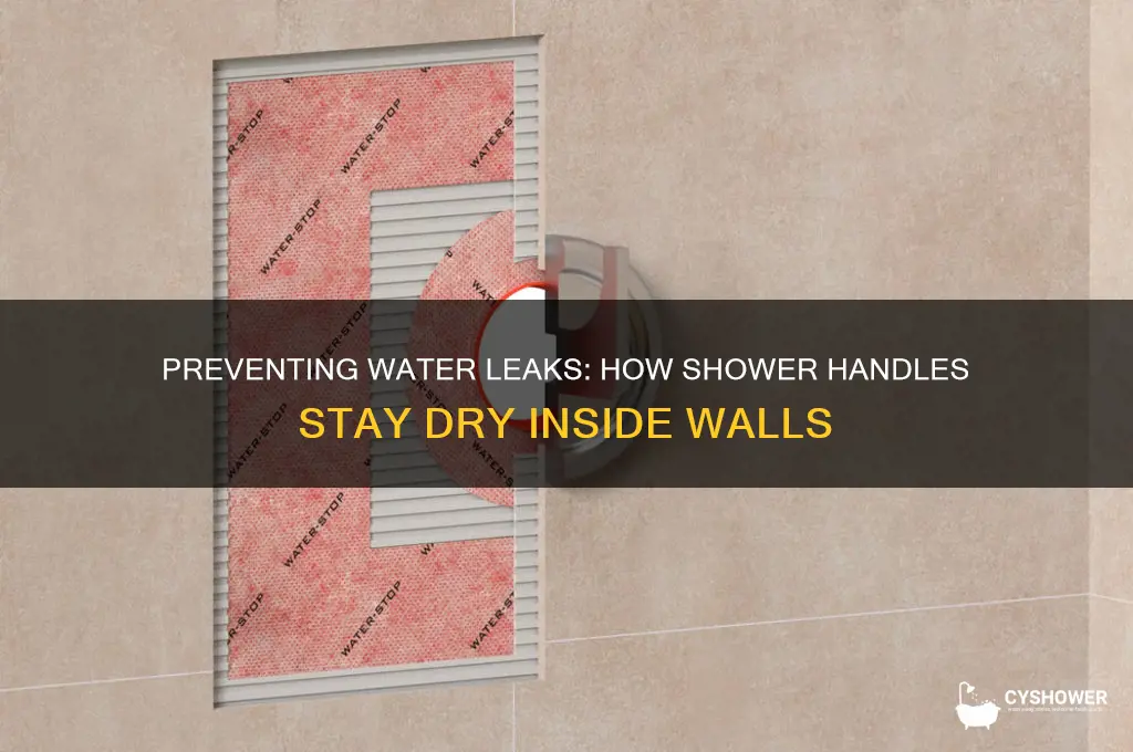 what keeps water from going behind shower handle into wall