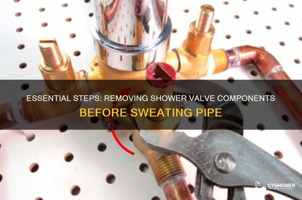 what needs removed from a shower valve before sweating pipe