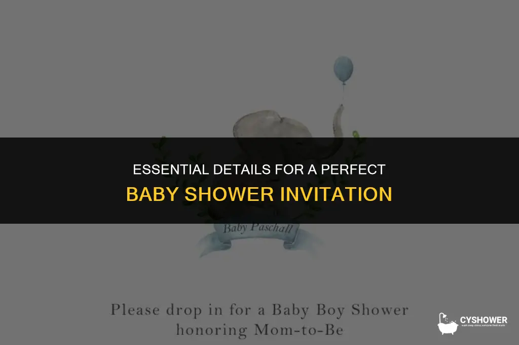 what needs to go on a baby shower invitation
