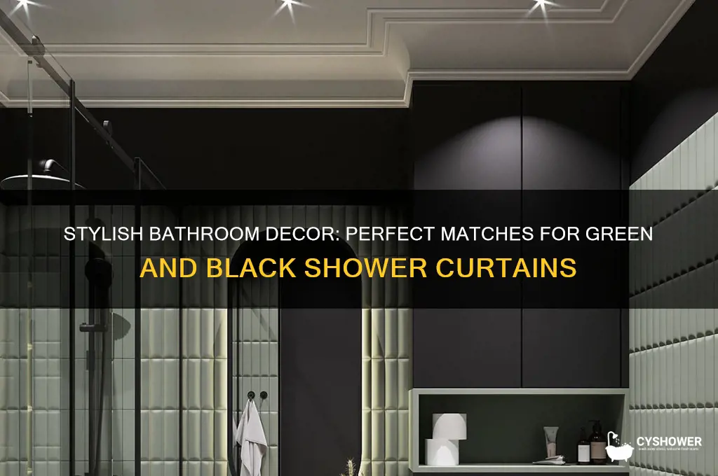 what pairs with green and black shower curtain