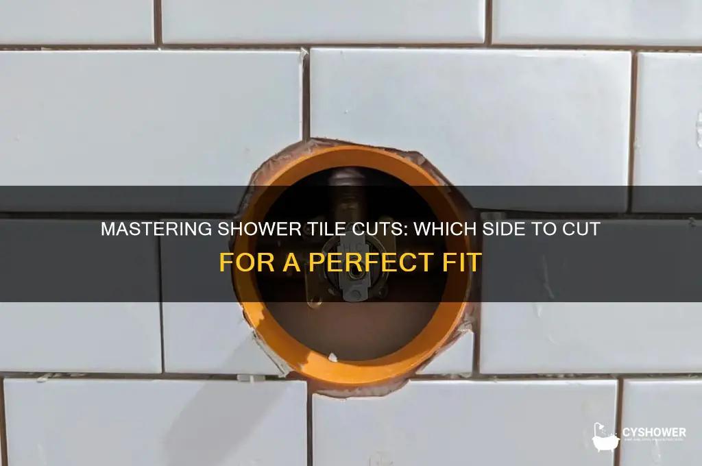 what side to make tile cuts in shower