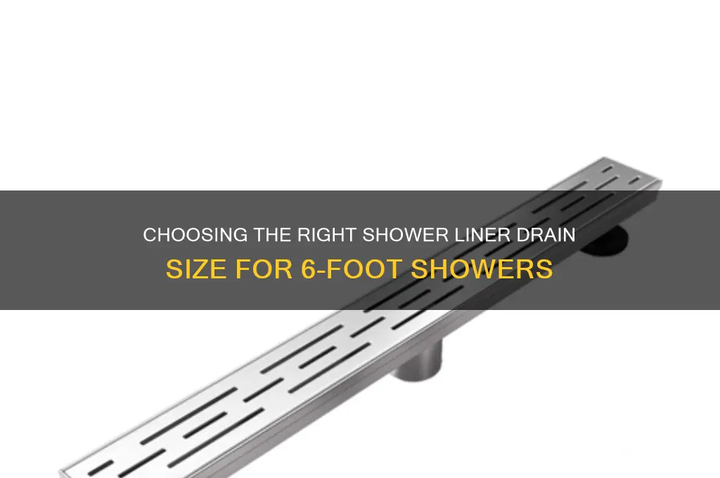 what size of shower linjer drain rewuiresfor 6 long shower