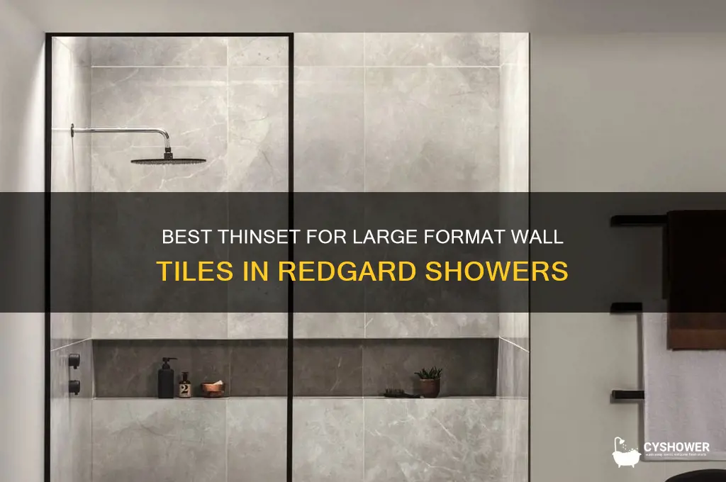 what thinset for large format tile on wall shower redgard