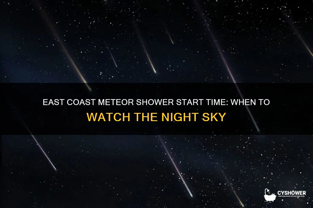 what time does the meteor shower start on east coast