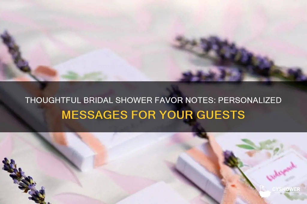 what to add as a note to bridal shower favor