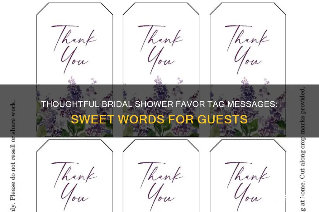 what to say on a bridal shower favor tag