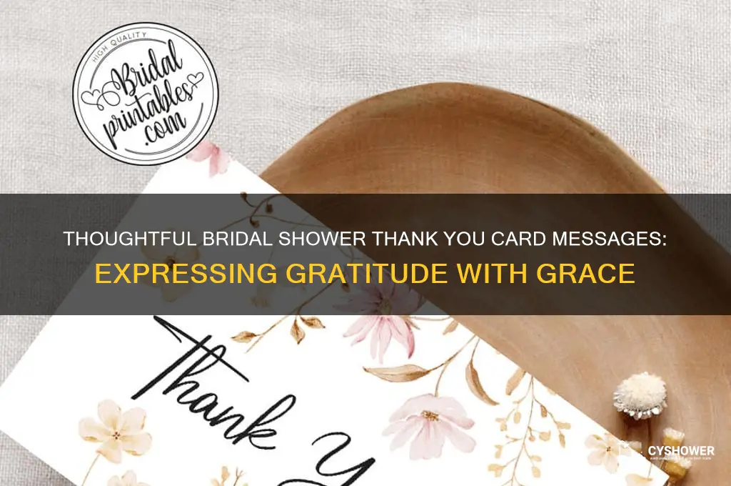 what to write in a bridal shower thank yu card