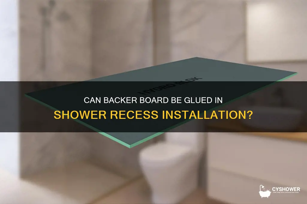 when making a shower recess can backer board be glued