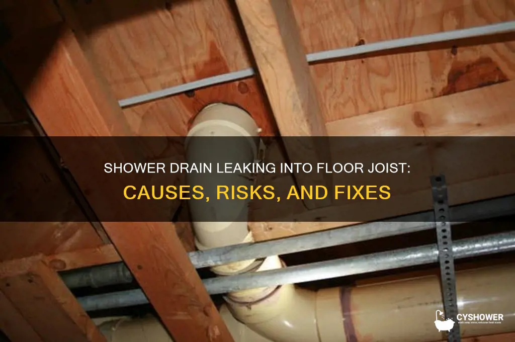 when shower drain runs into floor joist