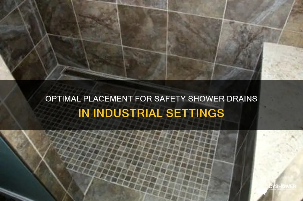 where shall be the safety shower drain