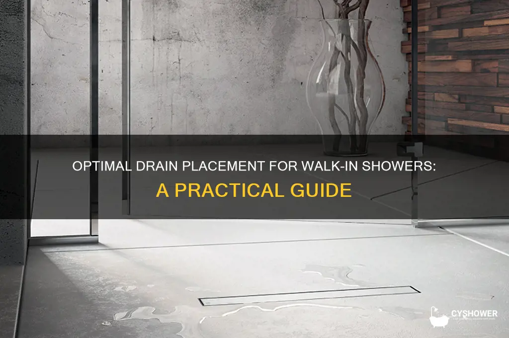 where should the drain go in a walk in shower