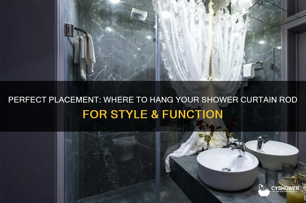 where to hang shower curtain rod