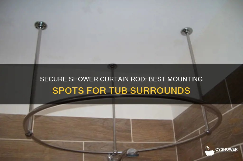 where to mount shower curtain rod into tub surround