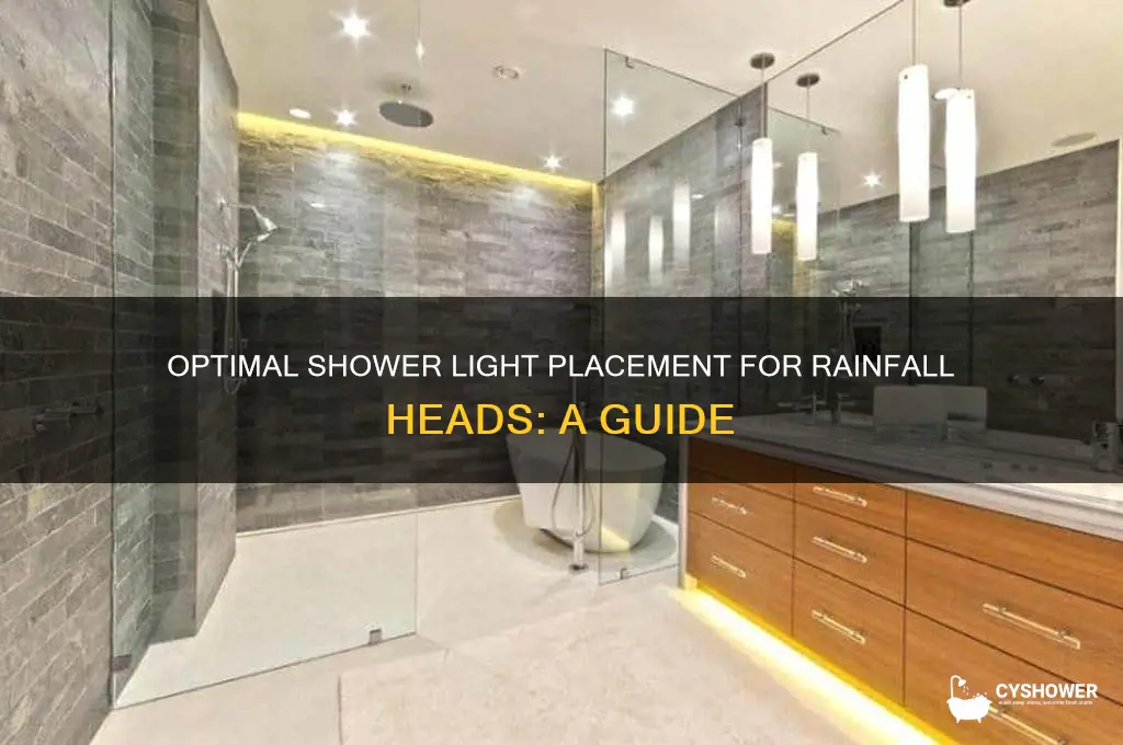 where to mount shower lights with rainfall head