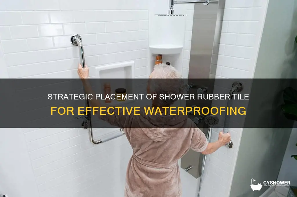 where to place tile shower rubber to prevent water