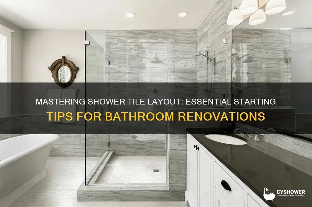 where to start laying tiles in a bathroom shower