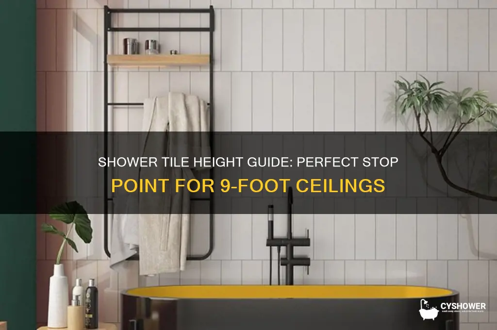 where to stop tile in shower 9 ceiling height