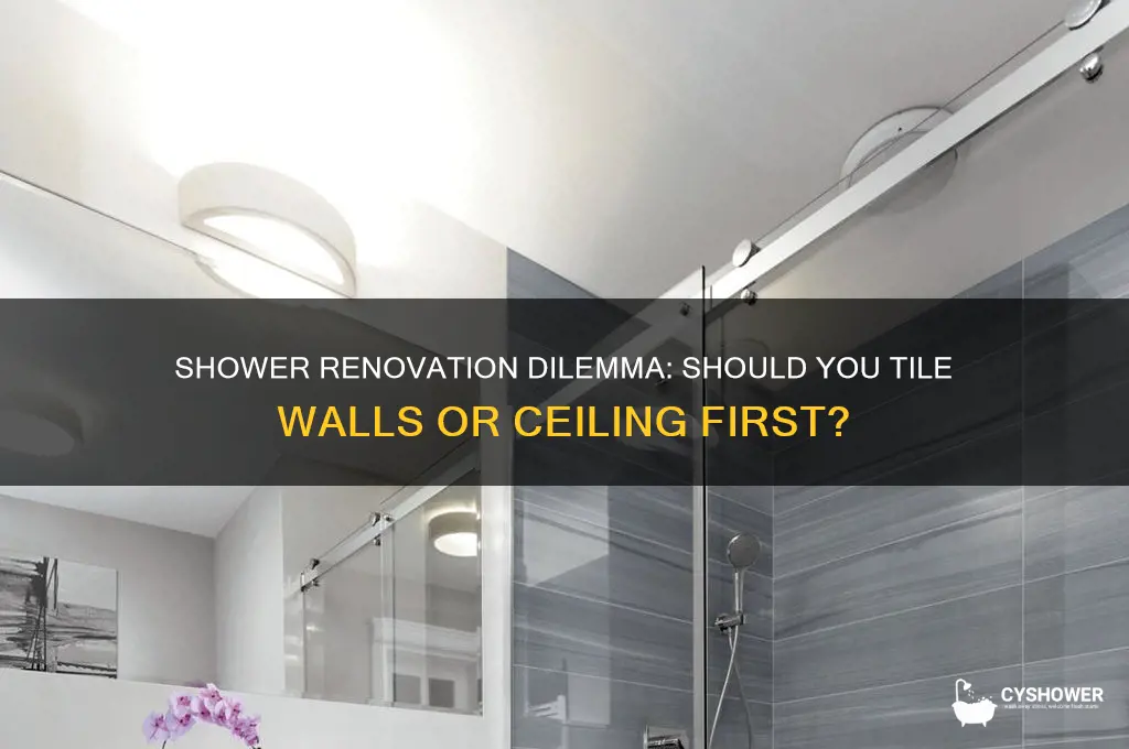which first tile walls or ceilingfor a shower