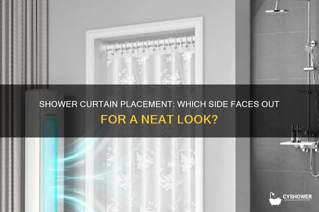 which side of shower curtain faces out