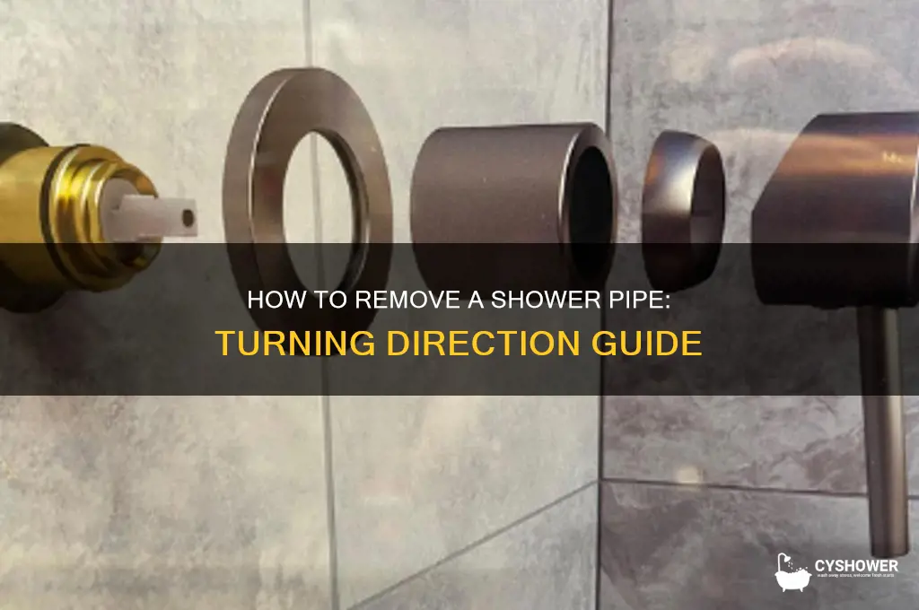 which way to turn shower pipe to remove