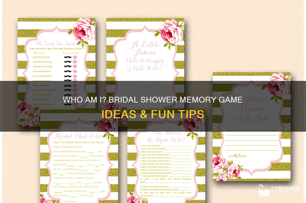 who am i memory game bridal shower