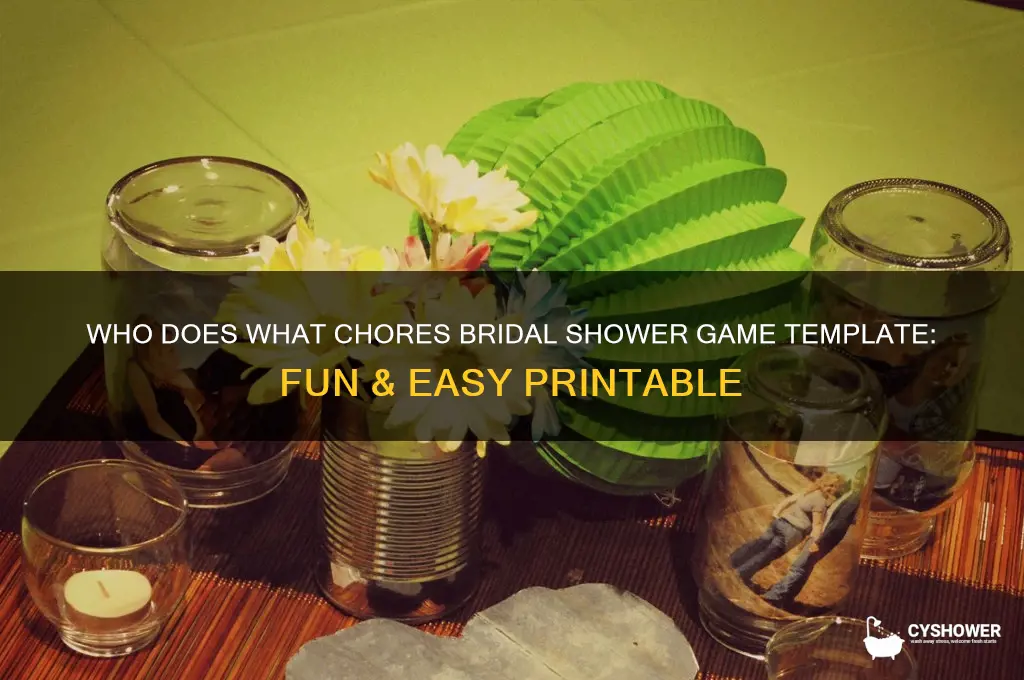 who does what chores bridal shower game template