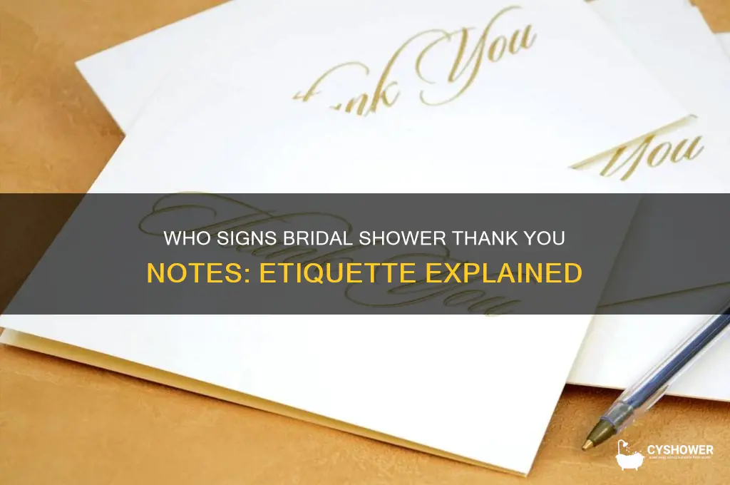 who signs bridal shower thank you