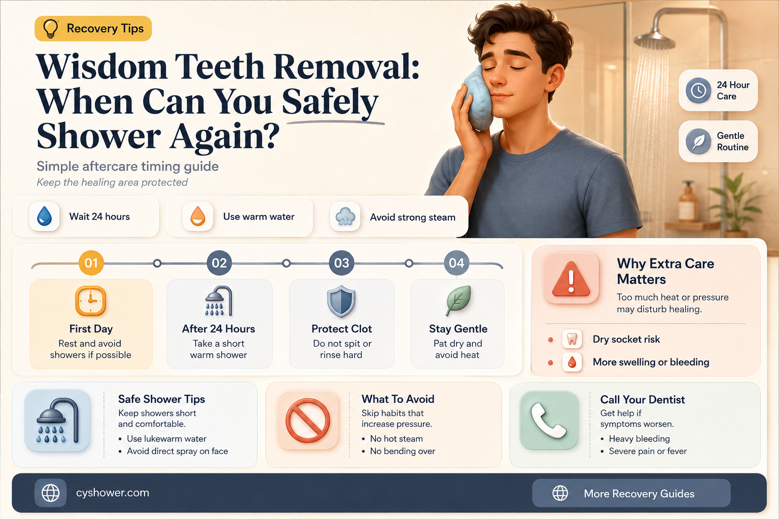 can i shower after getting my wisdom teeth out