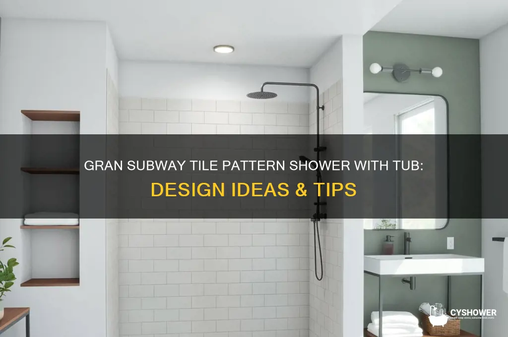 would gran subway tile pattern shower with tub