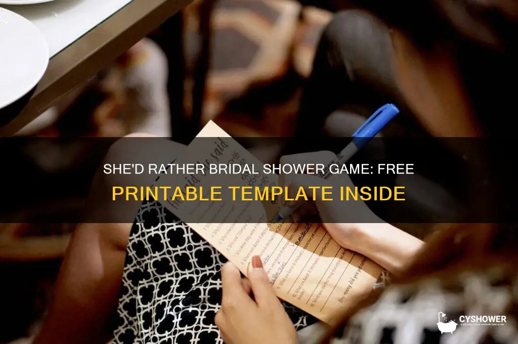 would she rather bridal shower game free template